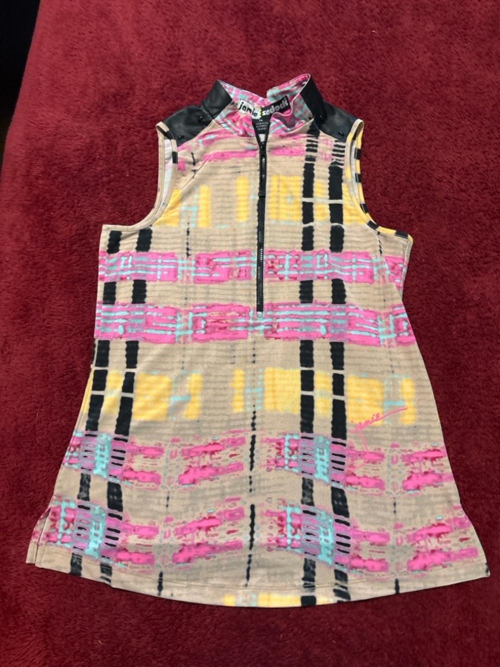 Jamie Sadock XS NWT Sun Shield Sleeveless Golf Top SPF 50 ☀️🎀 Zip Mock Neck